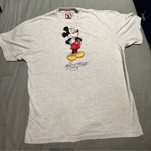 Vintage Mickey Inc Embroidered Mens Graphic T-Shirt‎ Gray Mickey Mouse Size L/XL
